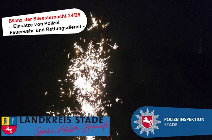 POL-STD: 60 Einsatzsätze für Polizei - 25 Einsätze für Feuerwehr - 31 Einsätze für Rettungsdienst - Bilanz der Silvesternacht im Landkreis Stade