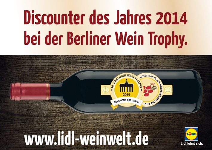 Hohe Qualität der Lidl-Weine bestätigt / Berliner Wein Trophy prämiert fast 40 bei Lidl erhältliche Weine (FOTO)