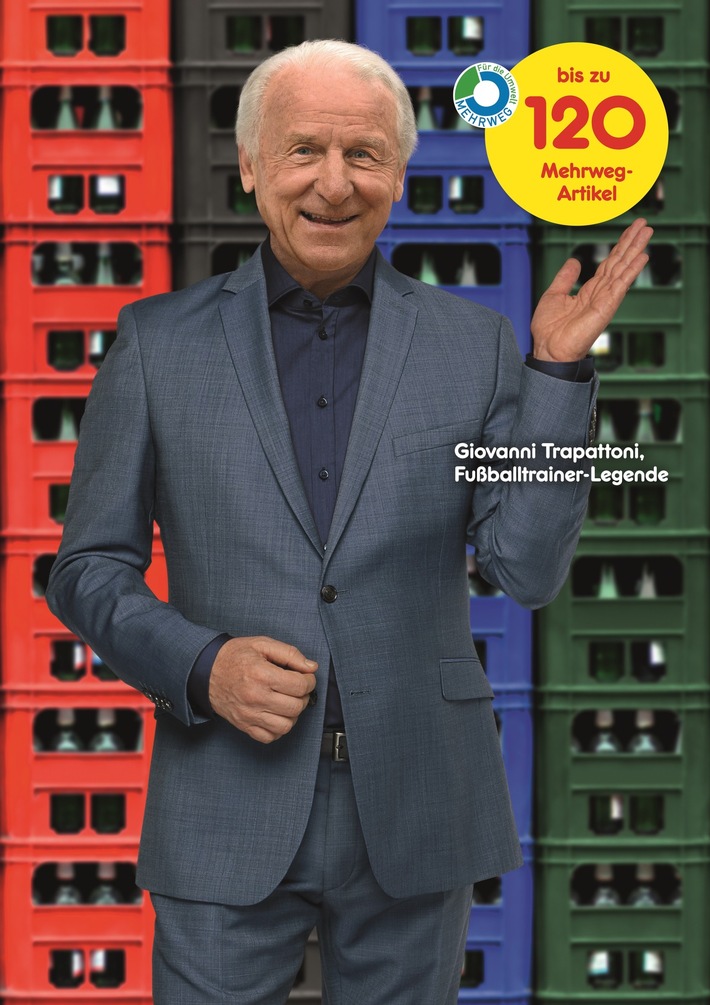 Trainerikone Giovanni Trapattoni neues Gesicht der Netto-Mehrwegkampagne