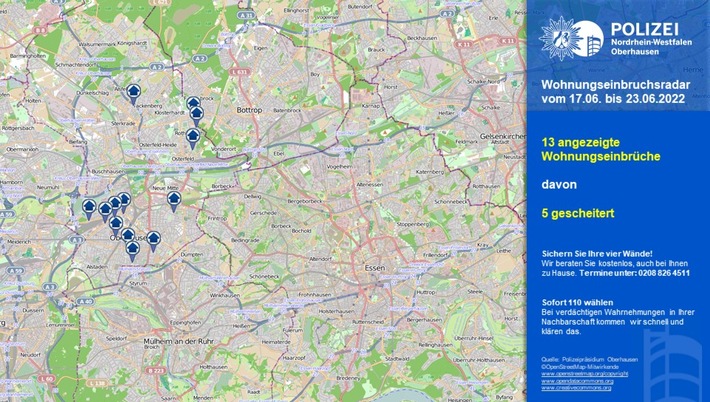 POL-OB: Aktueller Wohnungseinbruchradar für Oberhausen