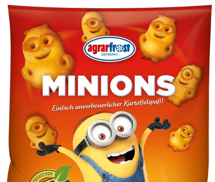 Die neuen Agrarfrost Minions 3D-Kartoffelfiguren erobern die Tiefkühltheke Weiterer Text über ots und www.presseportal.de/nr/22538 / Die Verwendung dieses Bildes ist für redaktionelle Zwecke honorarfrei. Veröffentlichung bitte unter Quellenangabe: "obs/Agrarfrost GmbH & Co. KG"