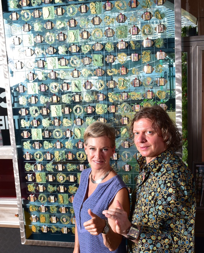 1_Kate Powers and Heiko Saxo with Monte-Carlo Swiss Watch Artwork at Stars'N'Bars Monaco.jpg