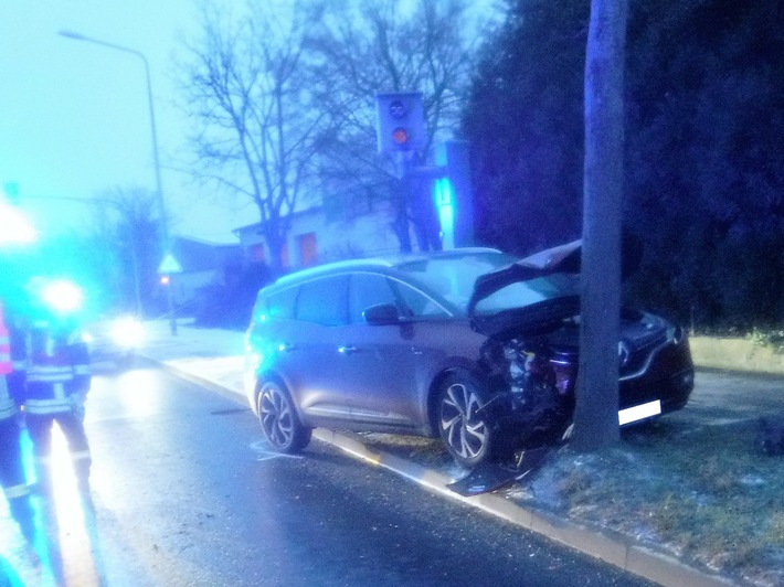 POL-DN: Pkw prallt gegen Baum