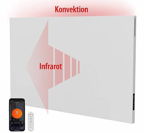 Schnelle, effiziente Wärme mit smarter Steuerung: Sichler WLAN-Hybrid-Infrarot- &amp; Konvektor-Heizpanel EHZ-2200.ir mit 550 Watt und EHZ-2250.ir mit 900 Watt