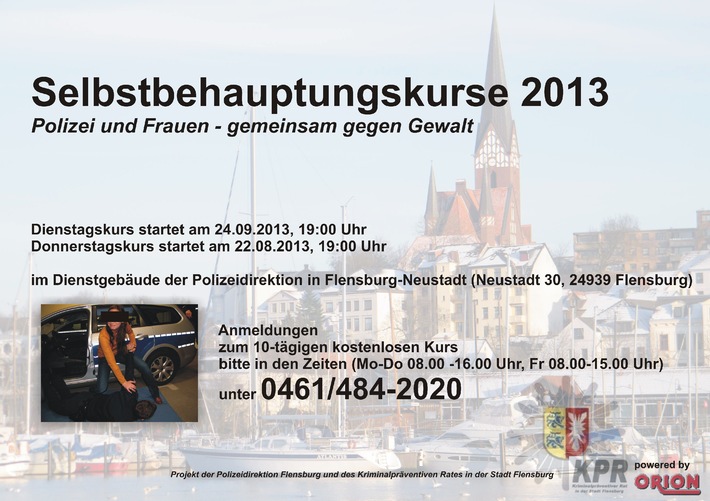 POL-FL: Flensburg - Achtung : Selbstbehauptungskurse Herbst 2013, noch Plätze frei !
