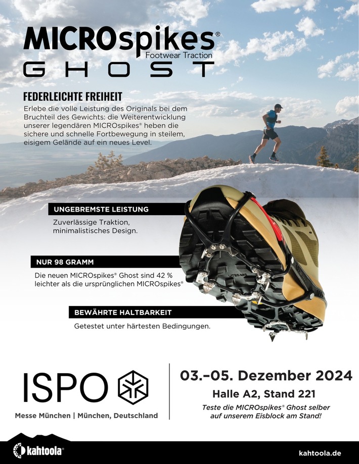 Eisblock-Challenge: Testet die neuen superleichten Kahtoola-Microsoft GHOST live auf der ISPO! 🧊🦶