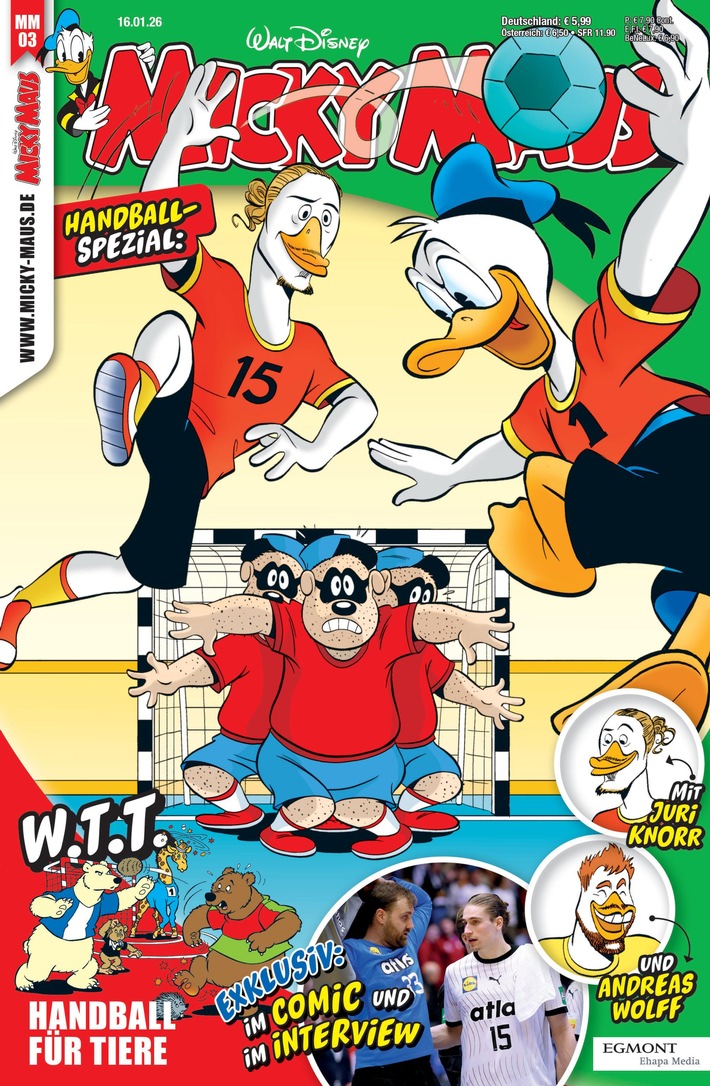 Handball-Comics mit Juri Knorr und Andraes Wolff im Micky Maus Magazin!