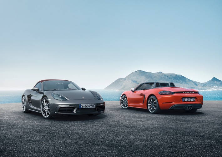 Die neuen Mittelmotor-Roadster mit Vierzylinder-Motoren: Porsche 718 Boxster / 35 PS mehr Leistung - 13 Prozent weniger Verbrauch