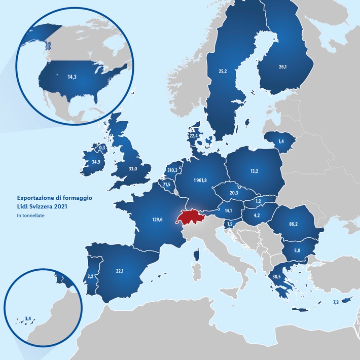 Lidl Svizzera incrementa ulteriormente il volume delle esportazioni di formaggio / Mercati di sbocco per prodotti svizzeri di qualità