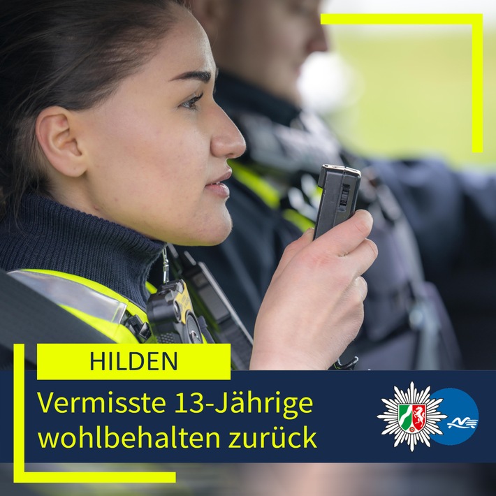 POL-ME: Vermisste 13-Jährige wohlbehalten zurück - 2507038