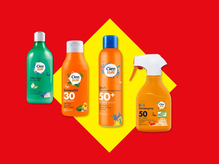 Heiße Tage, kühle Preise: Lidl macht Sonnenschutz dauerhaft günstiger / Ausgezeichneter Schutz lohnt sich: Cien Sun Sonnenspray Kids Testsieger bei Stiftung Warentest