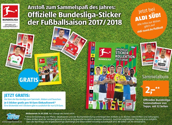 ALDI SÜD bietet Fußball-Fans großen Sammelspaß mit den Bundesliga-Stickern von Topps