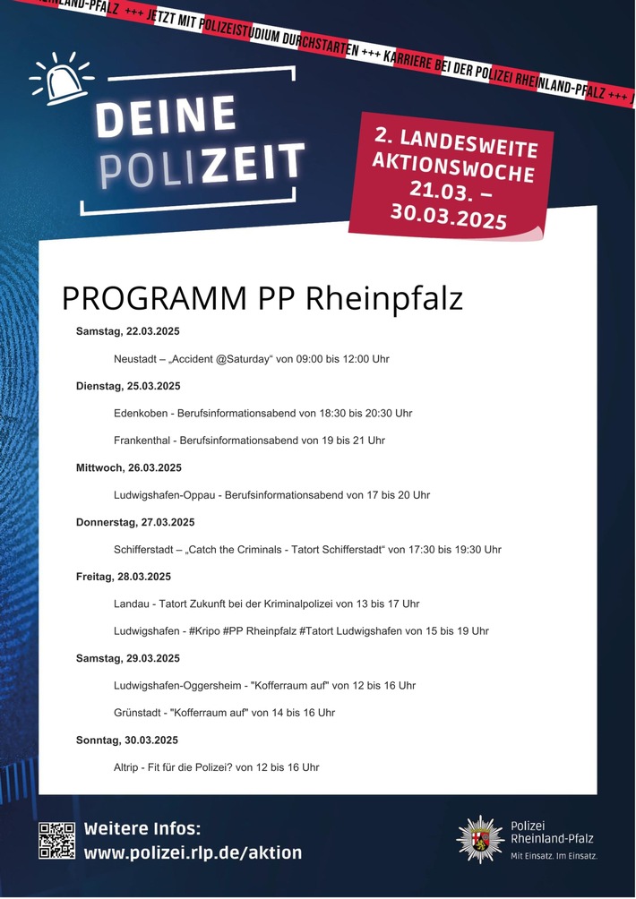 POL-PPRP: 2. landesweite Aktionswoche "Deine PoliZEIT" - Entdecke den Polizeiberuf hautnah!