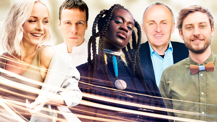 Die deutsche ESC-Jury 2021: Janin Ullmann, Ivy Quainoo, Matthias Arfmann, Uwe Kanthak und Constantin Zöller