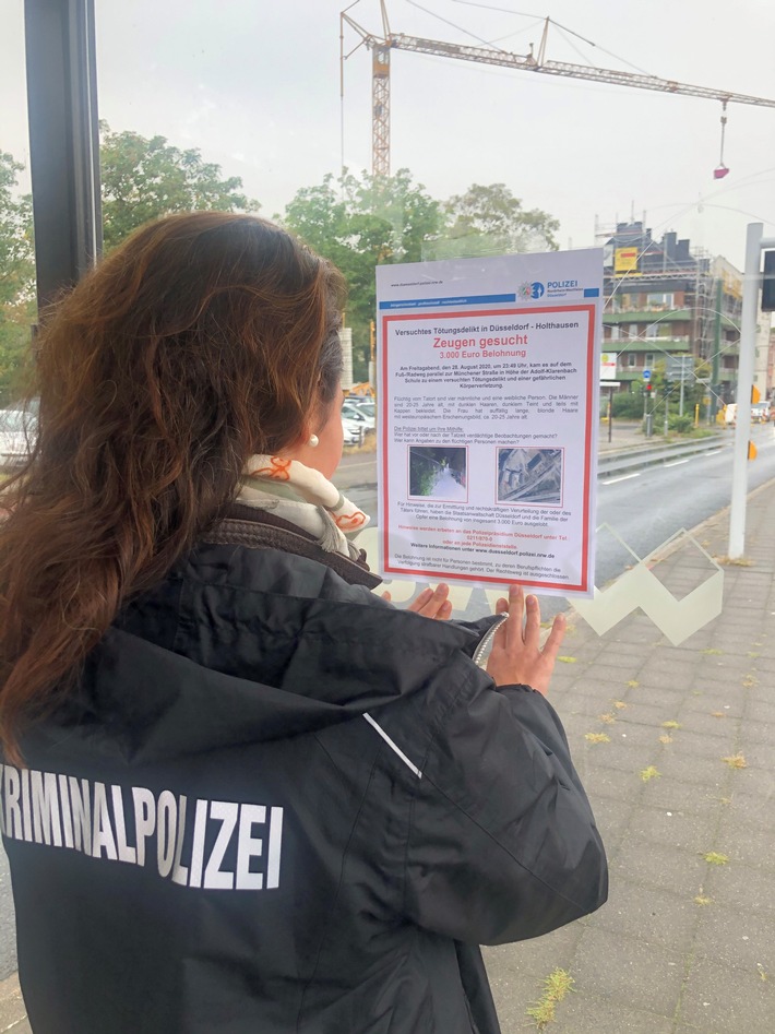 POL-D: Nach versuchtem Tötungsdelikt und gefährlicher Körperverletzung in Holthausen: Polizei fahndet mit Plakaten nach unbekannten Tätern und sucht Zeugen - 3.000 Euro Belohnung ausgelobt