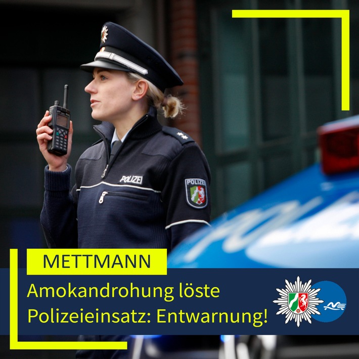 POL-ME: Amokandrohung löste Polizeieinsatz aus: Entwarnung! - 2603058