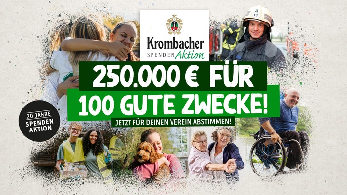 Gemeinnützige Vereine haben die Chance auf 2.500 Euro Spende: Jetzt bei der Krombacher Spendenaktion abstimmen