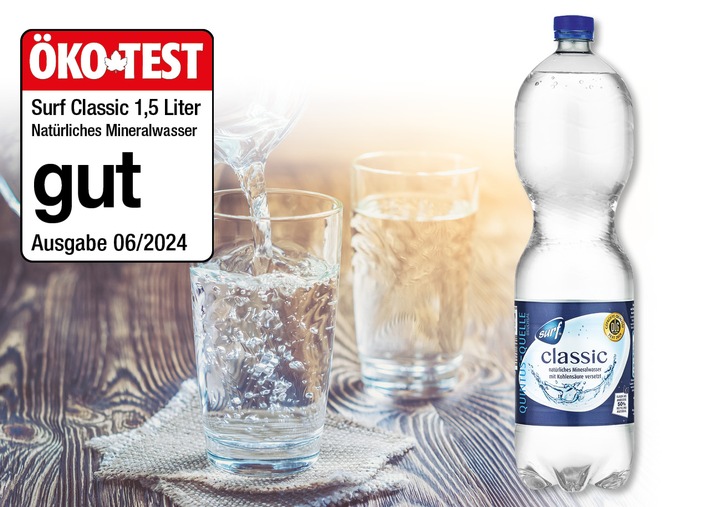 NORMA-Wasser der Eigenmarke SURF überzeugt im ÖKO-TEST: Classic Natürliches Mineralwasser mit &quot;gut&quot; ausgezeichnet / Natürlich, rein und zu Discount-Preisen