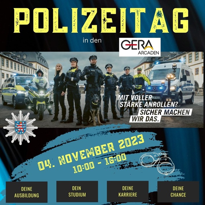 LPI-G: Du willst Polizistin oder Polizist werden ? Komm zum Polizeitag in die Gera-Arcaden