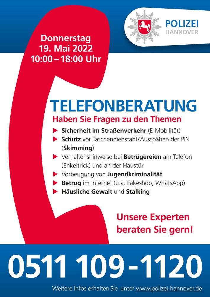 POL-H: Infotelefon der Polizei Hannover am 19. Mai 2022