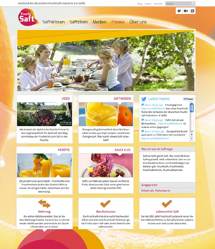 www.fruchtsaft.de - Verband der deutschen Fruchtsaft-Industrie 
startet neuen Webauftritt