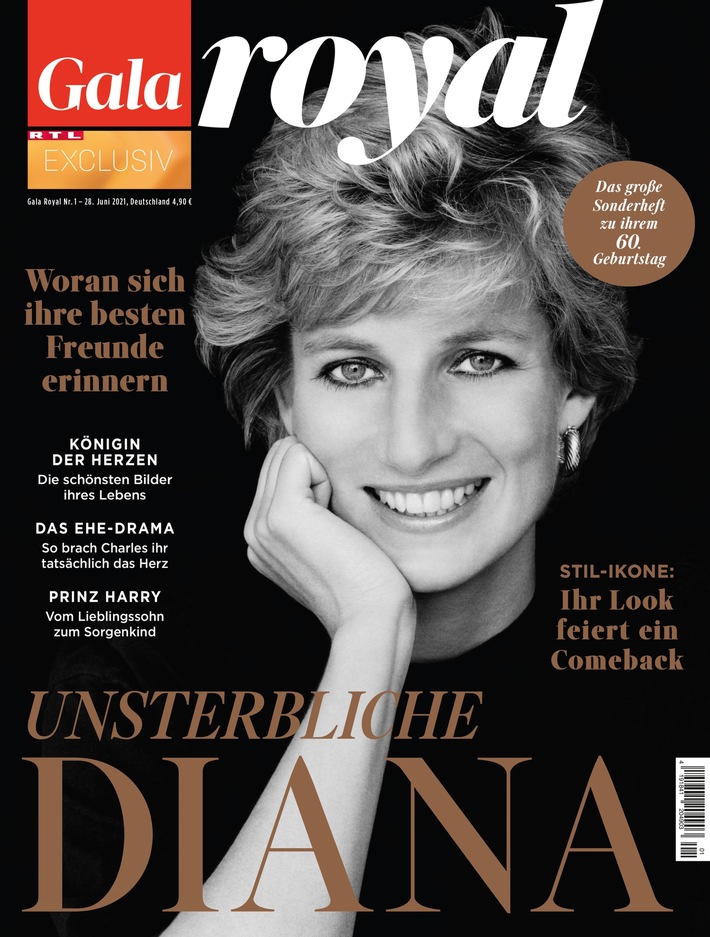 GALA-Sonderheft und Thementag auf RTL und TVNOW zum 60. Geburtstag von Prinzessin Diana