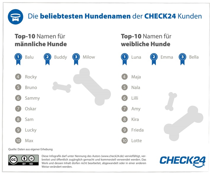 Beliebteste Hundenamen: Luna, Balu und Emma