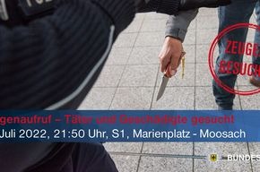 Bundespolizeidirektion München: Zeugenaufruf: Suche nach Täterin sowie Geschädigten Bundespolizei ermittelt nach Messerbedrohung in S-Bahn