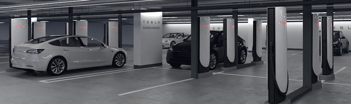 Presse-Einladung zur Eröffnung von 12 TESLA Superchargern im APCOA Parkhaus im Shoppingcenter Alexa in Berlin