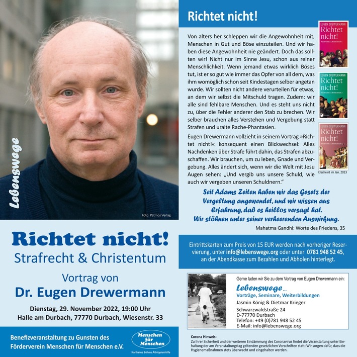 Benefizvortrag von Dr. Eugen Drewermann in Durbach