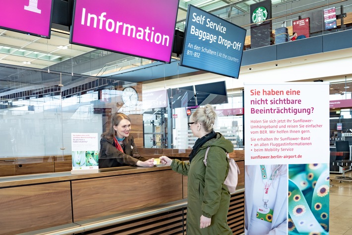 BER wird Sunflower Airport / Programm zur Unterstützung für Menschen mit nicht sichtbaren Beeinträchtigungen startet