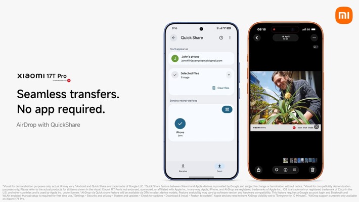 Xiaomi 17T Pro: Nahtlos Fotos und Dateien mit Apple-Geräten tauschen