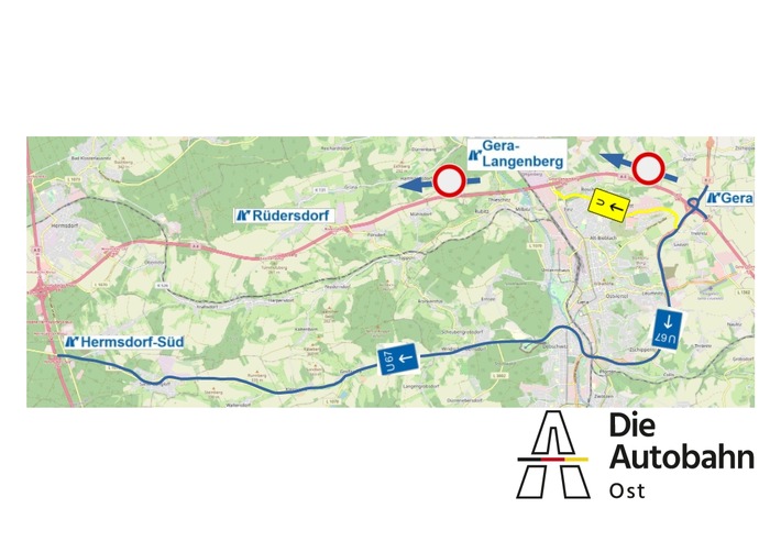 Vollsperrung A 4 bei Gera 11.03. bis 13.03.2022