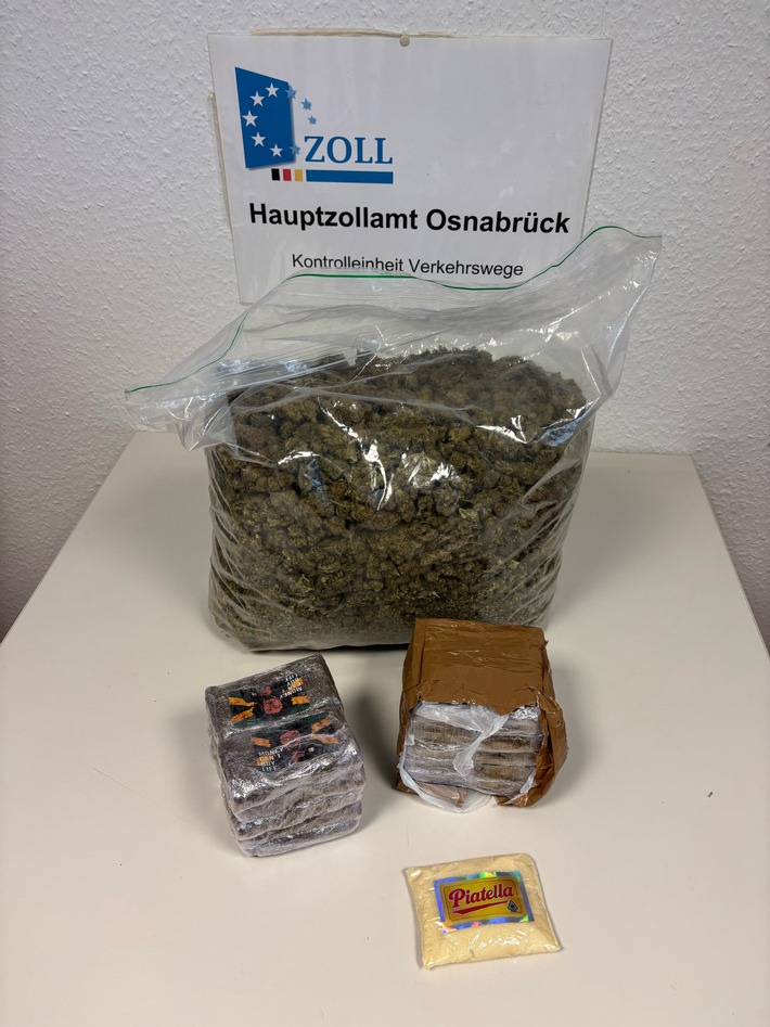 HZA-OS: Osnabrücker Zoll stellt Drogen bei Fahrzeugkontrolle sicher; Straßenverkaufswert von rund 36.000 Euro