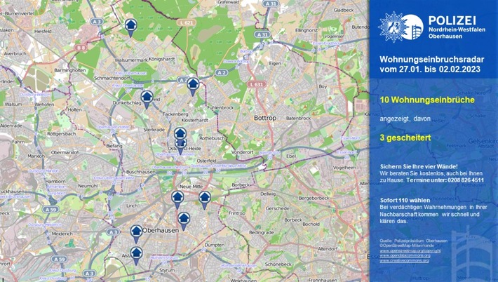 POL-OB: Wohnungseinbruchsradar für Oberhausen - Lassen Sie sich kostenlos beraten!