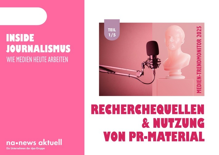 Pressemitteilungen sind die meistgenutzte Recherchequelle von Journalisten. Die Mehrheit nutzt sie täglich oder mehrmals wöchentlich. Zu diesem Ergebnis kommt der aktuelle Medien-Trendmonitor von news aktuell. Die Journalistenumfrage wurde im Mai und Juni 2025 unter Medienschaffenden aus Deutschland, Österreich und der Schweiz durchgeführt. Der Medien-Trendmonitor beleuchtet die Arbeitsweise, die Zusammenarbeit mit Pressestellen und PR-Agenturen sowie die Herausforderungen und Trends im Journalismus. / Weiterer Text über ots und www.presseportal.de/nr/6344 / Die Verwendung dieses Bildes für redaktionelle Zwecke ist unter Beachtung aller mitgeteilten Nutzungsbedingungen zulässig und dann auch honorarfrei. Veröffentlichung ausschließlich mit Bildrechte-Hinweis.