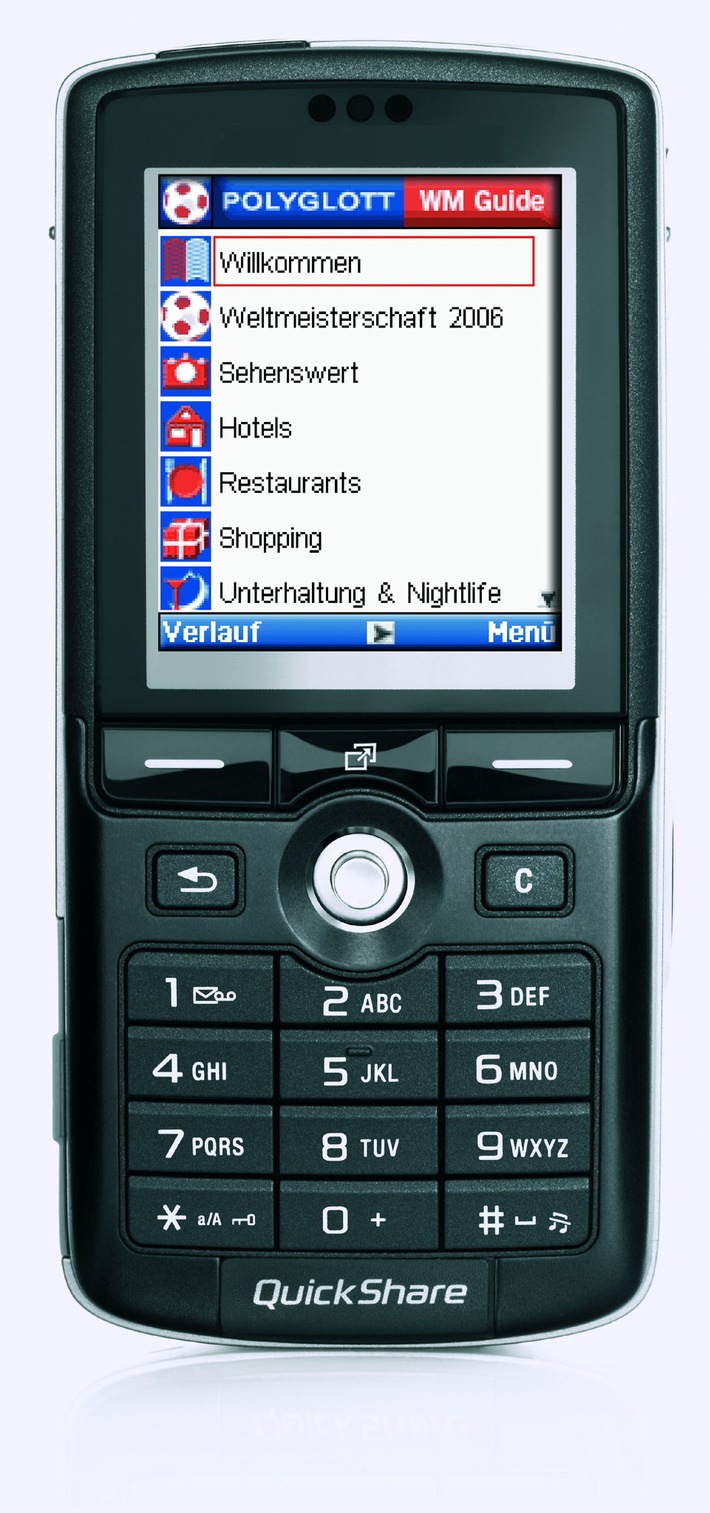 Steckt die ganze WM in die Tasche: Der "Polyglott WM Guide" zur Fussball Weltmeisterschaft 2006 liefert alle WM-Städte, - Stadien, - Spielpläne (und mehr) aufs Handy