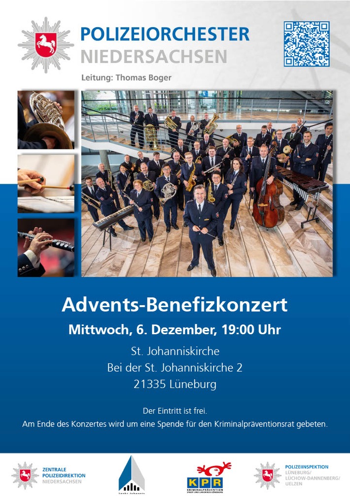 POL-LG: ++ "Jubiläum & Abschied am Nikolaustag" ++ 10. Benefiz-Adventskonzert des Polizeiorchesters in St. Johannis ++ letztes Konzert unter der Leitung von Thomas Boger ++ "save the date": 06.12.23