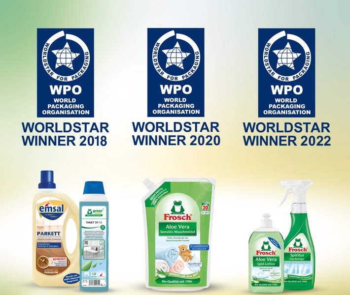 Bereits dreimal wurden Innovationen von Werner & Mertz mit dem WorldStar Packaging Award ausgezeichnet. / Aller guten Dinge sind drei - oder doch nicht? / Werner & Mertz erhält zum dritten Mal den renommierten WorldStar Packaging Award / Weiterer Text über ots und www.presseportal.de/nr/75723 / Die Verwendung dieses Bildes ist für redaktionelle Zwecke unter Beachtung ggf. genannter Nutzungsbedingungen honorarfrei. Veröffentlichung bitte mit Bildrechte-Hinweis.