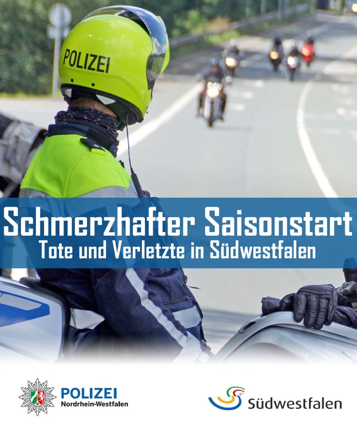 POL-HSK: Gemeinsame Presseerklärung der Kreispolizeibehörden in Südwestfalen (OE/SiWi/MK/SO/HSK)-Schmerzhafter Start in die Motorradsaison