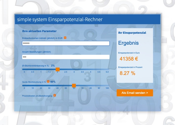 Pressemitteilung: Einsparpotenzial bei der indirekten Beschaffung berechnen - simple system führt Prozesskostenrechner ein