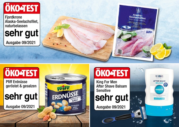 Seelachsfilets, Aftershave und Erdnüsse von ÖKO-TEST mit "sehr gut" bewertet - das NORMA-Sortiment überzeugt durch Qualität / Sehr gute Bewertungen für NORMA-Eigenmarken