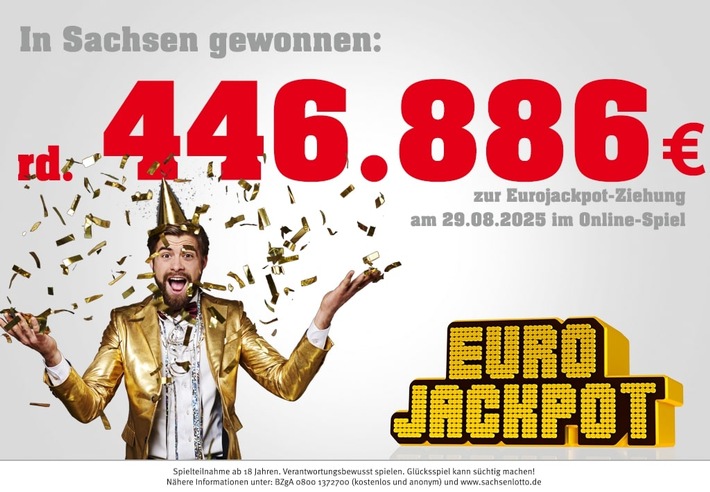 Fast eine halbe Million Euro: Sachse gewinnt bei Eurojackpot 446.886,80 Euro