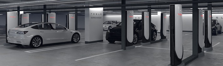 Presse-Einladung zur Eröffnung von 12 TESLA Superchargern im APCOA Parkhaus im Shoppingcenter Alexa in Berlin