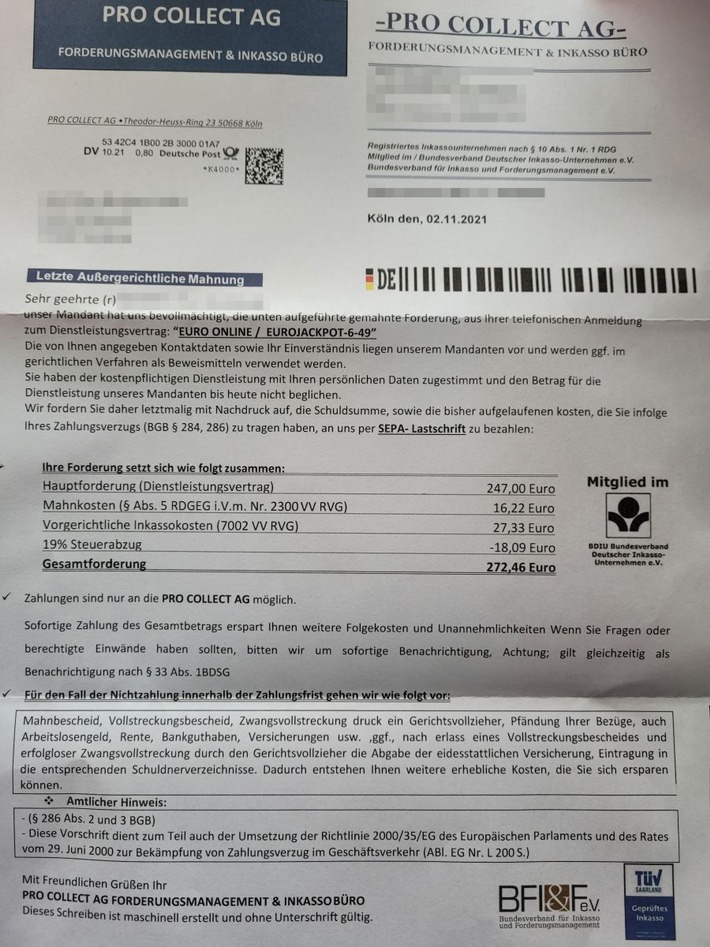 POL-LDK: Lahn-Dill-Kreis: 57-Jähriger erhält Brief mit Zahlungsaufforderung - Falsches Inkasso-Unternehmen versucht seine Betrugsmasche im Lahn-Dill-Kreis