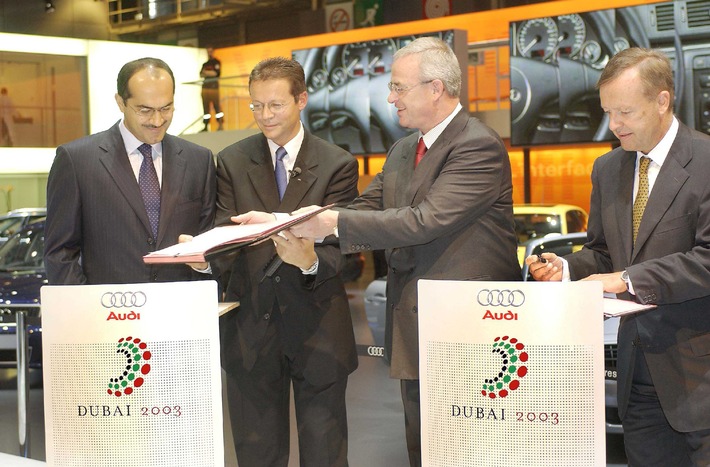 Audi stellt Fahrservice für Tagung von Weltbank und Internationalem
Währungsfonds 2003 in Dubai / Vertrag auf dem Automobilsalon in Paris
unterzeichnet / 250 Audi A8 werden im Einsatz sein
