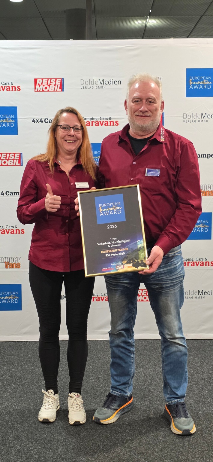 Die Rostschutzklinik erhält den European Innovation Award / Die Auszeichnung erfolgte am 19. Januar 2026 in Stuttgart in der Kategorie Sicherheit, Nachhaltigkeit und Umwelt - erstmals in Europa