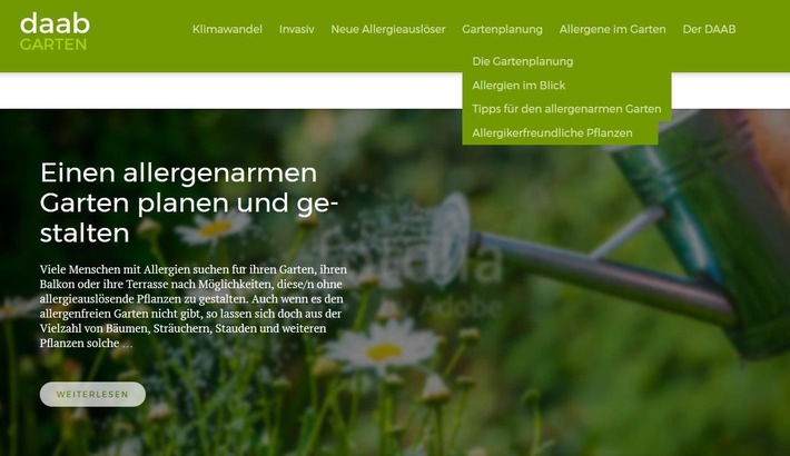 Allergien im Garten: Neue Internetseite hilft bei der Gestaltung und Auswahl geeigneter Pflanzen