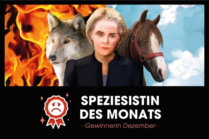 Ursula und der Wolf: PETA verleiht von der Leyens persönlichem Einsatz gegen Wölfe Negativpreis &quot;Speziesismus des Monats&quot;