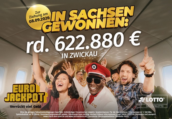 Gewonnen im Team: Tippgemeinschaft aus Zwickau gewinnt 622.880 Euro bei Eurojackpot
